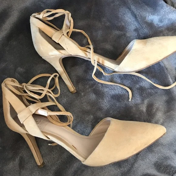 Vince Camuto Bellamy Suede pointed toe lace up heels. - Picture 6 of 11